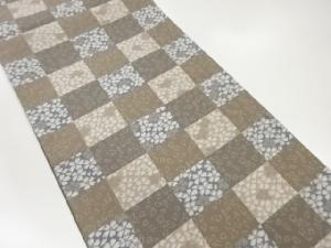 格子に桜模様織出しリバーシブル洒落袋帯